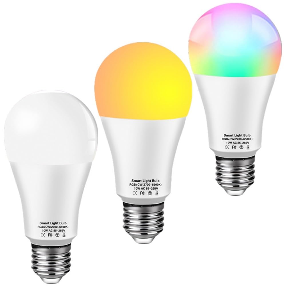 KJXP, Paquete de 6 bombillas LED RGB multicolor, lámparas AC85-265V E27 de 15 W