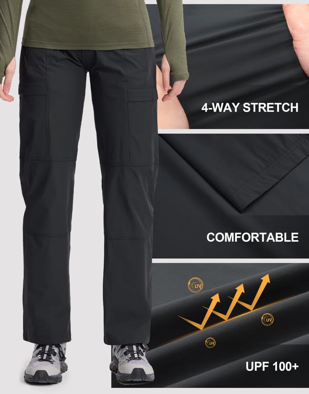 Pioneer Camp Damen Wanderhose, Sommer Trekkinghose UV-Schutz UPF 100 mit 20D Stretch Materia In die eigene Tasche verpackbar für Wandern, Reisen & Angeln