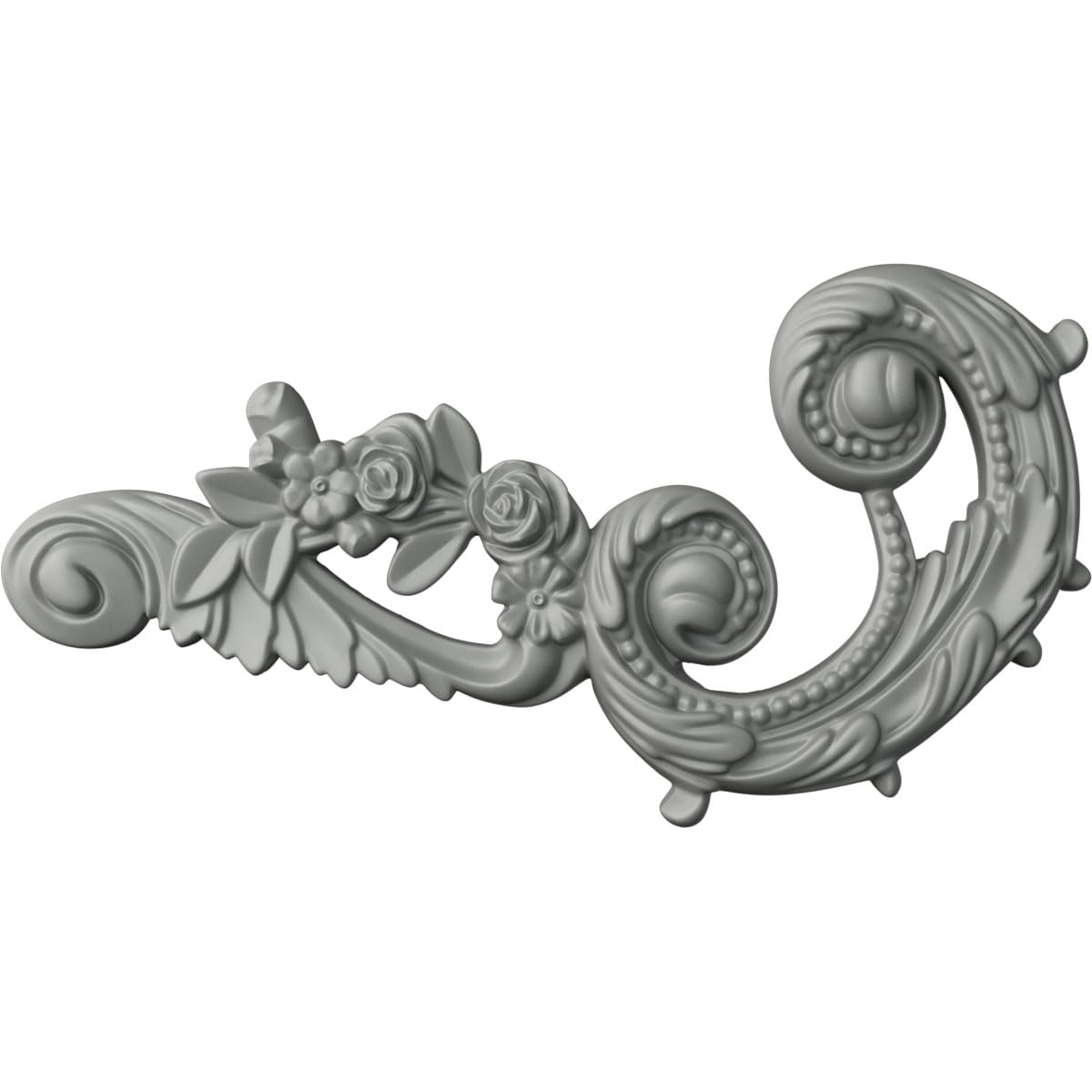 Fronton Monique Scroll Onlay ekena gauche 28 cm ornement architectural de precision pour boiserie