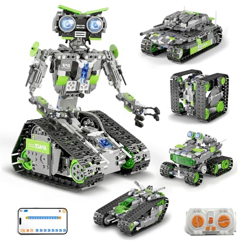 DOLIVE 5 in 1 STEM Robotics Kit, Building Block Set for Kids Ages 8-14, Remote Control and App Controlled Robot/Tank/Transporter/Scout/Engineering Vehicles, Birthday Gift for 8 9 10 11 12+ Years Old - Image 3
