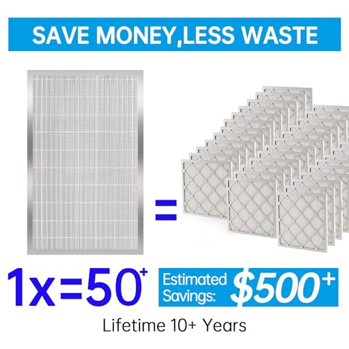 Image of UBeesize 16x25x5 Reusable Electrostatic Air Filter HVAC AC Furnace Filter,Washable, Lasts a Lifetime,Permanent Filter,for Honeywell FC100A1029, Lennox X6672, Carrier(Actual Size:15.75x24.69x4.33 Inch)