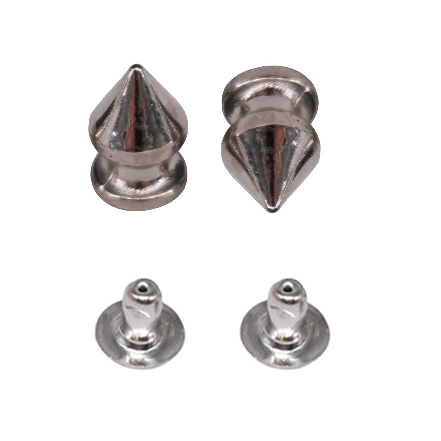 Trimming Shop 100pcs Spike Studs Spike Punk Leather Rivets Metal Rivets Pinback Cone Spike Studs Cool Rivets for DIY Shoes Bags, Silver, 12mm
