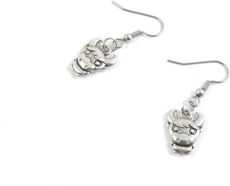 1 Pairs Jewelry Making Antique Silver Tone Earring Supplies Hooks Findings Charms F5GY4 Cartoon Calf Cow