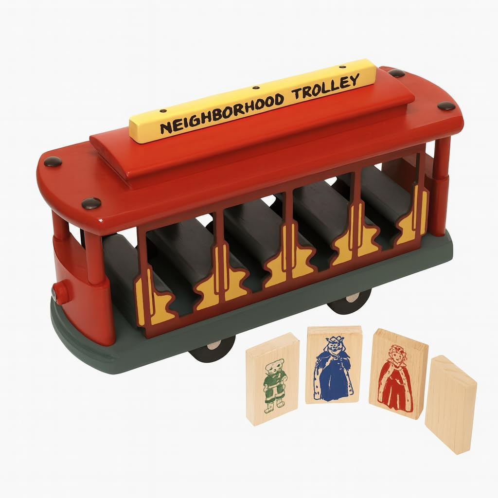 WQED Mister Rogers’ Neighborhood Original Trolley | Classic Wooden Toy Replica for Kids & Collectors | Best Educational Pretend Play Toy | Perfect for Fred Rogers Lovers | Red