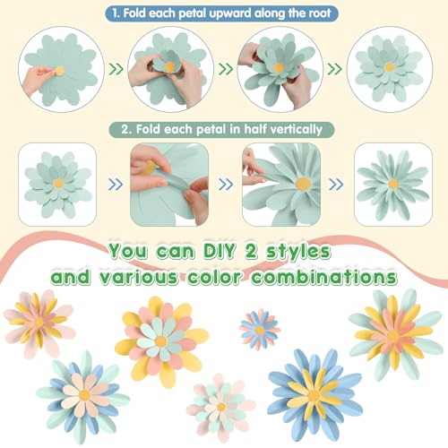 Image of MotiMind 18 Pcs Paper Flowers Decorations for Wall DIY Flower Bulletin Board 3D Paper Floral Backdrop Decoration Photo Backdrop Classroom Back to School Birthday Party(Bright Color,6 inch 8 inch 10 inch)