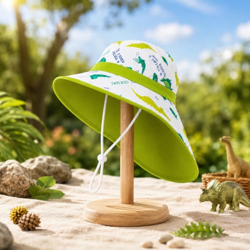Image of VRITRAZ Sun Protection UPF50+ Bucket Hat Toddler Summer Beach Play Hats with Neck Flap for Girl, Boy, Kids Summer Hat, Bucket Hat for Kids Ages 3-10 Years