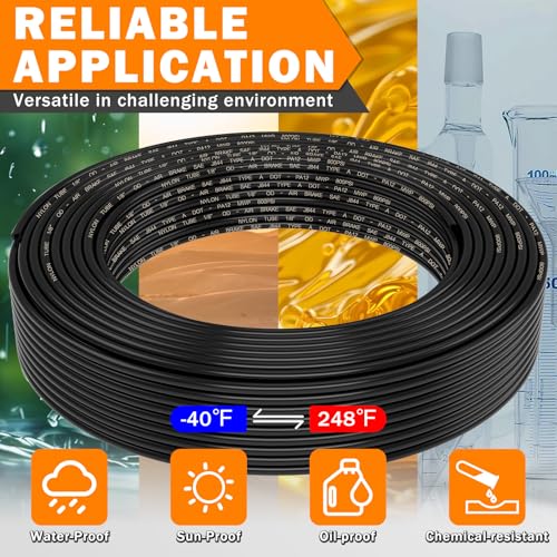 Image of CheeMuii 1 /8 DOT Air Line 100 FT 1 /8 inch PA12 Nylon Pneumatic Tubing 30.5 Meter 1 /8 Inch OD Pneumatic Air Tubing Pipe Hose Line for Semi Truck Trailer or Industrial Air System