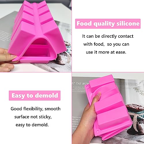 XCSJ Müsliriegel Backform, Riegel Silikonform, Mit 12 Mulden, Gießformen Rechteck, Silikonform Riegel für Müsliriegel, Energieriegel, Brotbrot, Brownie, Schokolade (Rosa) – Bild 4