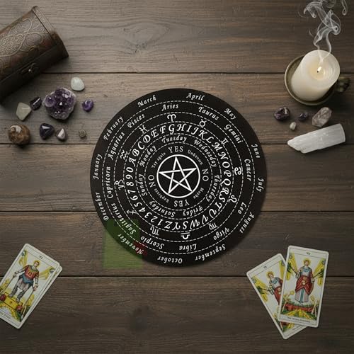 Image of Vastu Black Dowsing Board |Size- 9 Inch Approx | with Brass Pendulum (Pendulum Assorted) Acrylic Divination Board