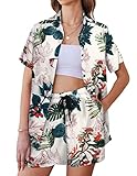 COOFANDY Women's Print Pajamas Set Hawaiian Lounge Set 2 Piece Sleepwear Button-Down Pjs