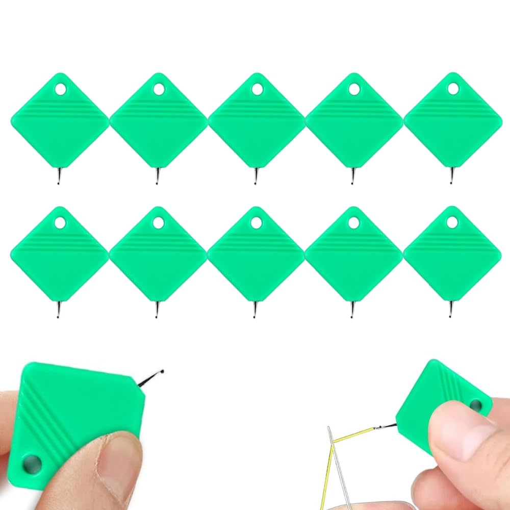 Automatic Needle Threaders for Hand Sewing, 2025 Upgrade Embroidery Floss, Sewing Machine Needle Threader, Sewing Supplies Tool, Fits All Needle Sizes (10, Green)