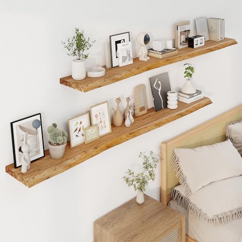 Image of Axeman 72 inch Floating Shelves for Wall Live Edge, Natural