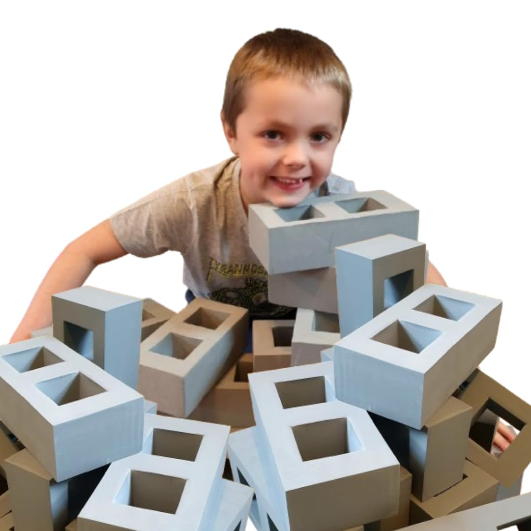 Soft Play Foam Breeze Blocks – Building Bricks Set for Kids – Safe, Non-Toxic EVA Foam Construction Toys for Toddlers & Children – Available in 10, 20, 40, 60, or 100-Piece Sets (20pcs)