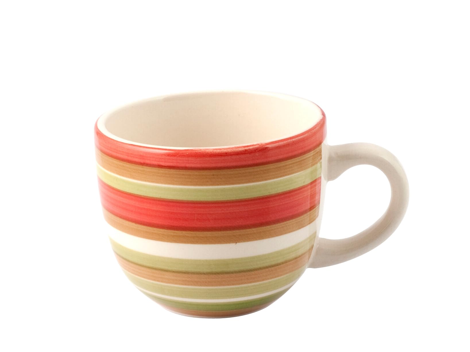 H&H Home, Set 8 Tazze da Thè in Stoneware 100 Righe, Senza Piatto, Colori Assortiti, 250 cc - Lavabili in Lavastoviglie e Idonee per Microonde