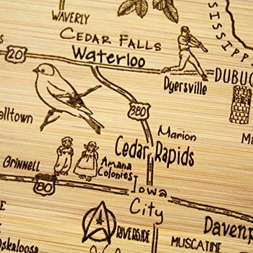 Image of Totally Bamboo A Slice of Life Iowa Engraved Map Cutting Board