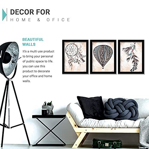 Image of kotart Wall Decor Framed Paintings for Living Room Office Bedroom Home Decor - Bohemian Art Wall Paintings with Frame Set of 3 (Art 1, 19x25 inch)
