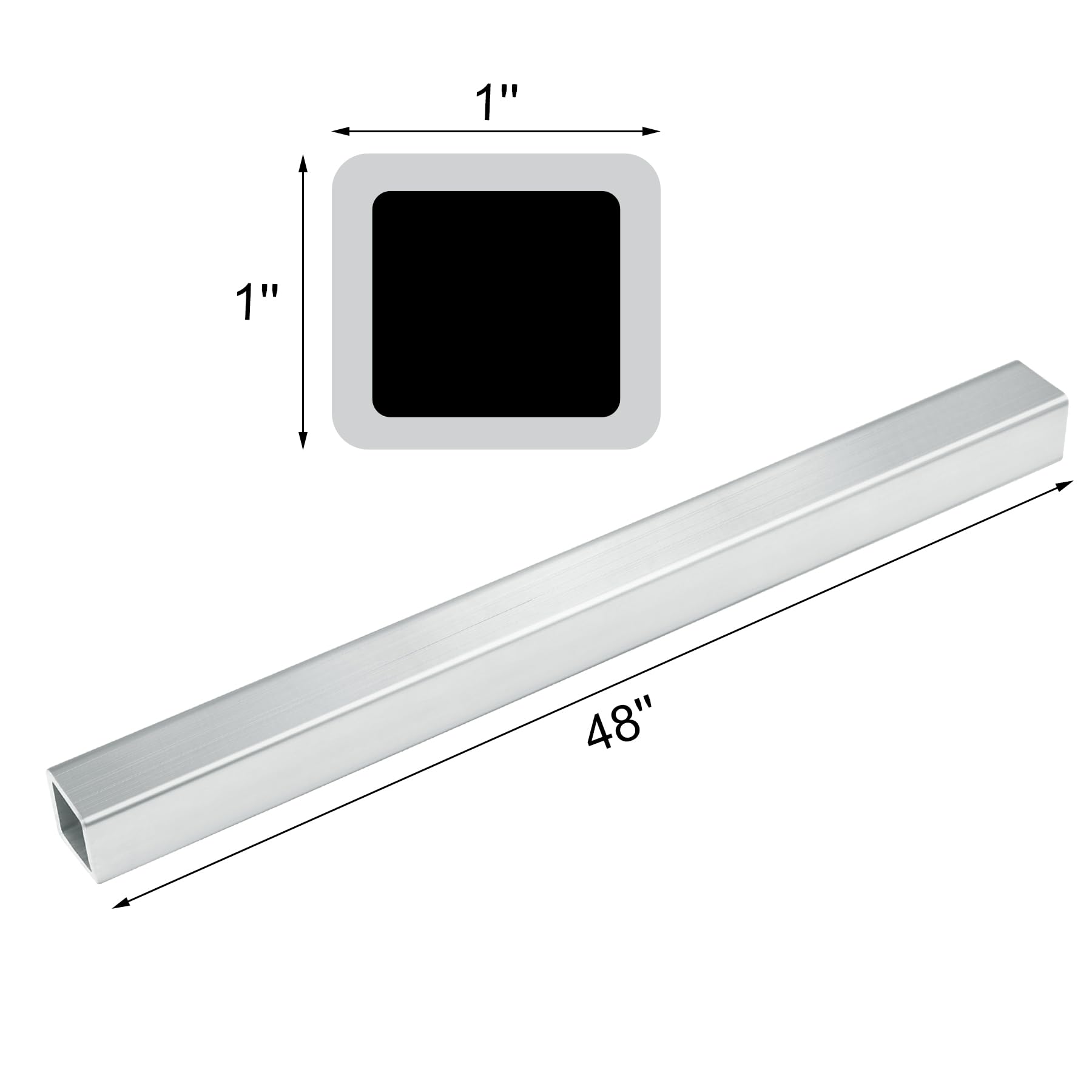 Aluminum Square Tube - 1"x1"x48" for DIY Projects -3