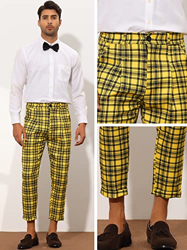 Lars Amadeus Plaid Cropped Pants for Men's Slim Fit Business Dress Pants Checked Slacks4