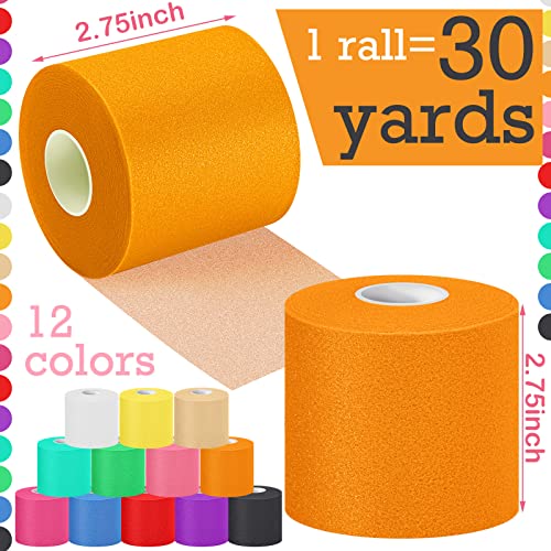 Image of Nuanchu Pre Wrap Athletic Tape 12 Rolls x 30 Yards Prewrap, Assorted Colors | Pre Wrap Elastic Tape, 2.75 inch x 30 Yards, Foam Underwrap for Wrist Ankle Hand Hair Knees fingers Sports, Running Soccer Hiking