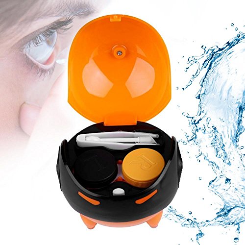 Caja de lentes de contacto, Lentes de contacto de lentes de contacto automática ultrasónica portátil Máscara de limpieza de lentes arandelas Caja de lentes más limpia, carga USB(Orange)