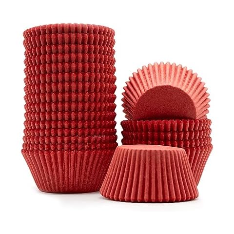 Mombake Food Grade Red Greaseproof Paper Cupcake Liners, No Odour Premium Muffin Baking Cups Standard Size, 500-Count Cover