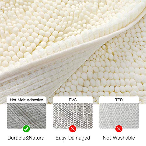CIICOOL Thick Chenille Bathroom Rugs Non Slip Bath Rugs Super Absorbent Bathroom Mat Machine Washable Bath Mats for Bathroom,Tub, Shower, 17 x 24 Inches, Ivory White