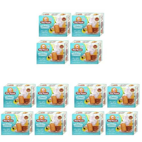Image of MidBreak Desi Ghee Atta Biscuits | Premium Handmade Cookies | Atta Biscuits | 300 Gram x 4 | (Pack of 12)