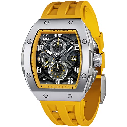 Image of TSAR BOMBA Mens Watches Luxury Tonneau Watches for Men Waterproof 50M Analog Watch Chronograph Calendar Date Men's Dress Business Work Watch Diver Large Square Face Wristwatch