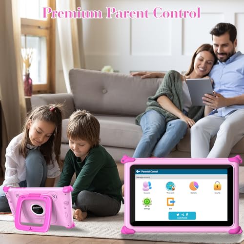 Image of Kids Tablet 7 inch Tablets for Kids 3-7 32GB Toddler Tablet with Stand Case, IPS Touch Screen, Parental Control, WiFi, GMS, YouTube Educational Baby Child Learning Tablets for Boys Girls (Pink)