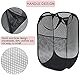 2 Stück Schwarz Pop-Up-Netz-Wäschekorb, 30 * 30 * 60cm Wäschesammler, Faltbarer Wäschekorb, Wäschekorb Faltbar, Wäschekorb für schmutzige Kleidung Spielzeug