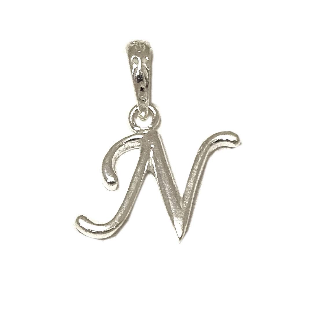 sahiba gems Chandi/Silver Alphabet N Letters Initial Charm Pendant-picture-6