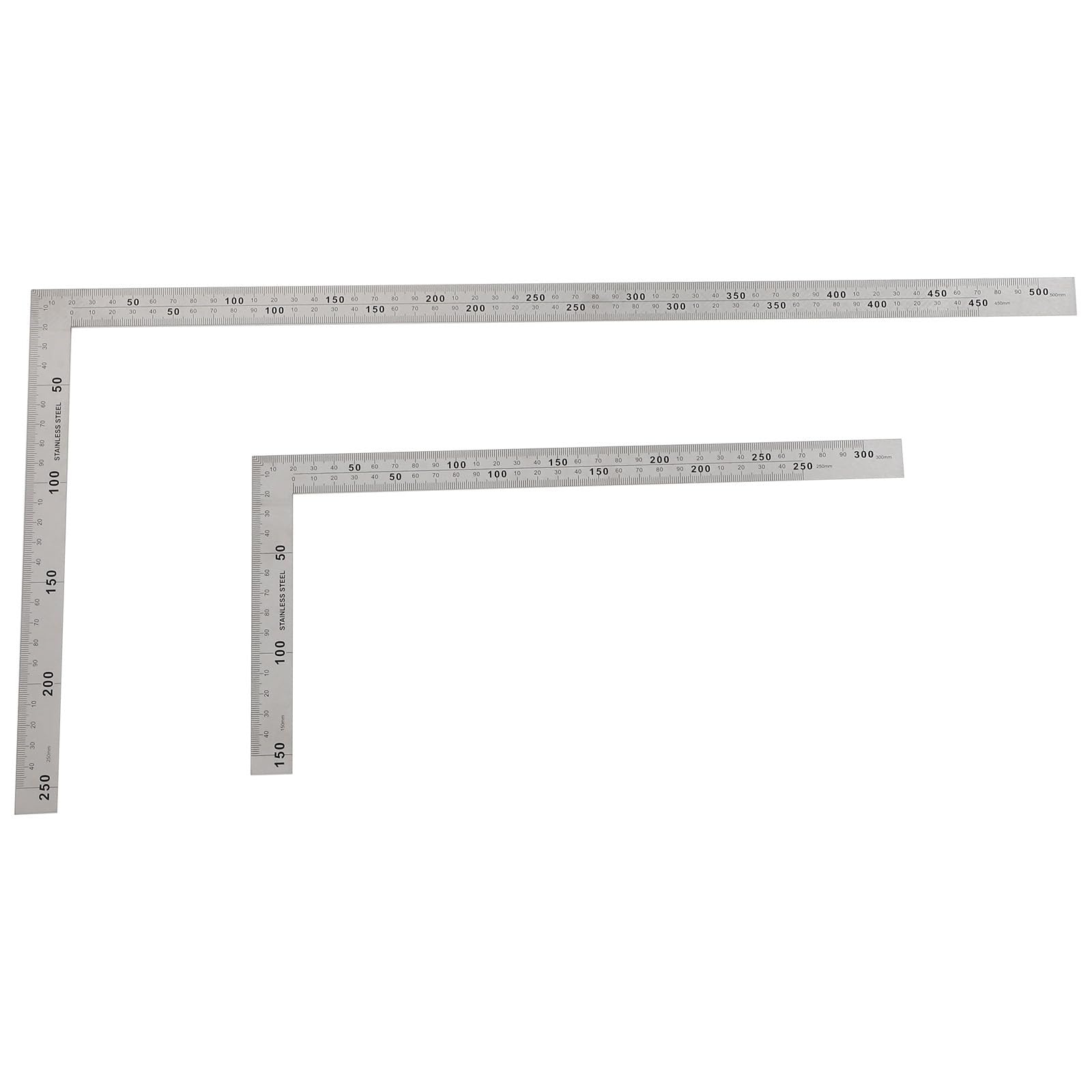 POPETPOP Règle Carrée En L En Acier Inoxydable 2 Pièces - Équerre Métallique Précise Pour Travail Du Bois Dessin Architecture Et Ingénierie - Outils Polyvalents Pour Professionnels Et Amateurs