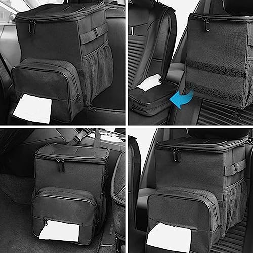 Image of 1 PC Car Trash Can, Leak-Proof Storage Bag, Hanging Multipurpose Car Trash Bag, Collapsible Car Tissue Holder, Universal Waterproof Pockets Accessories (Black)