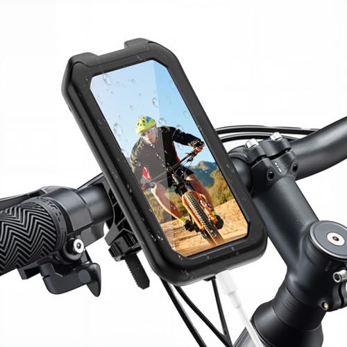 Soporte Móvil Moto Impermeable Universal 360° Rotación Antivibración Soporte Movil Moto Pantalla Táctil Sensible con Almohadillas de Silicona para Smartphones 5,5-7,0 Pulgadas