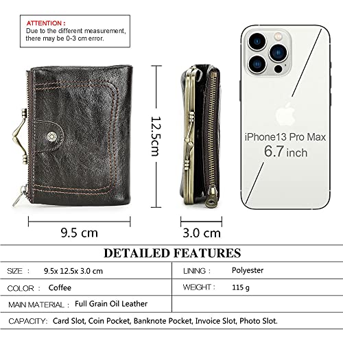 CONTACTS Womens Kiss Lock Wallet Leather Small Zipper Coin Pocket for Womens Vintage Bifold Rfid Purse Card Holder with Photo Window3