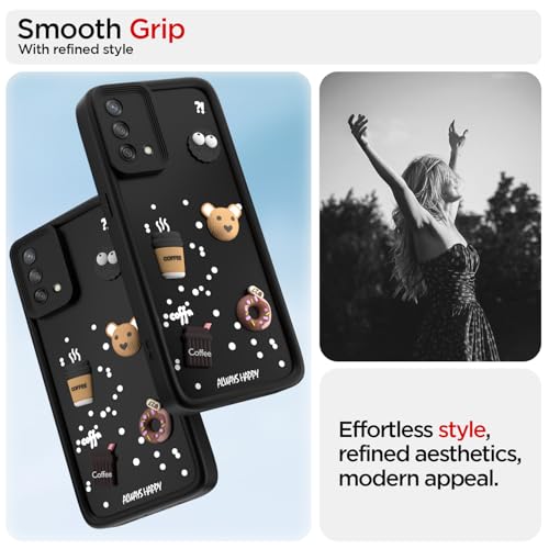 Image of Pikkme Back Cover for Oppo F19 / F19s | Cute Fun Cartoon 3D Bear Silicone Full Body Protection Bumper Case (Black)