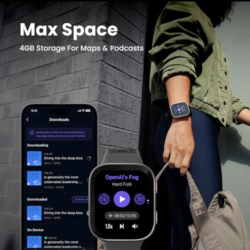 Image of Amazfit Bip Max 50mm Smartwatch, 2.07 inch AMOLED Display, 20 Days of Battery, GPS, 4GB Storage, Offline Maps, Fitness Tracker, Hybrid Training, 150+ Sports, HYROX Mode, 5 ATM for Android & iPhone, Gray