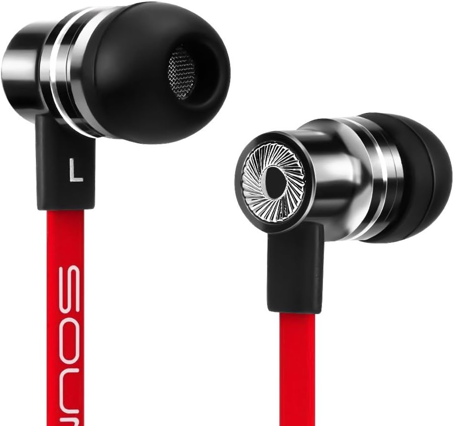 deleyCON Soundsters S16 - Earphones - Premium In-Ear Headphones System with Full Metal Housing - Noise Isolating Housing - Red