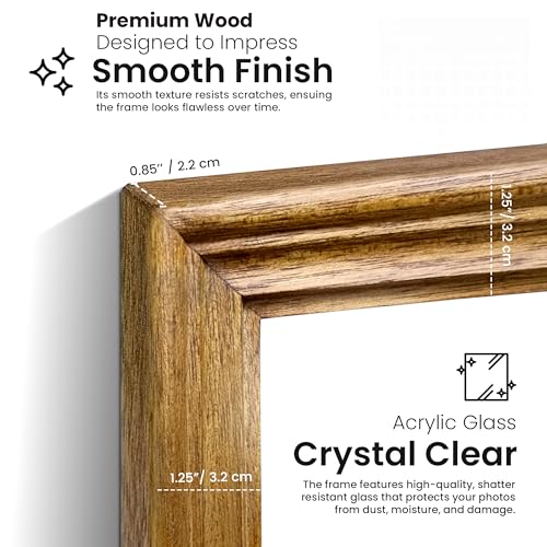 Image of Handmade Wooden Rectangular Photo Frame, 5 X 10 inch Display for Artworks, Pictures and Photos of Your Loved Ones, Best for Home, Office, Wall Decor, Living Room, Bedroom, Golden Oak