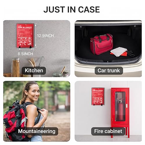 Image of Emergency Fire Blanket | Survival Fiberglass, Flame Retardant, Protection Fire Blanket | Shelter Safety Cover for The Kitchen, Fireplace, Grill, Car, Camping | 2X2 Mtr | Pack of 5