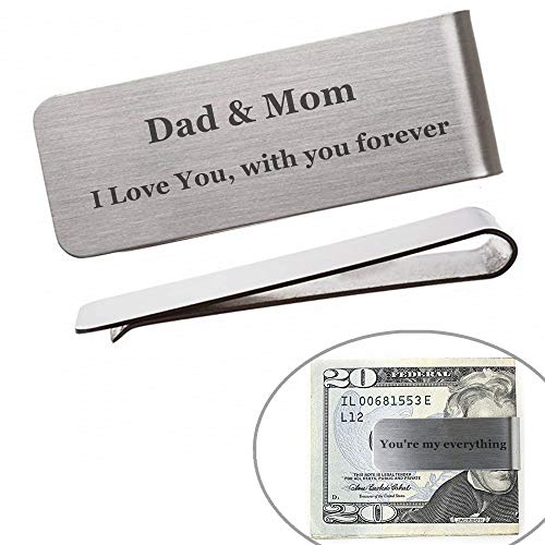 LONAGO Personalized Stainless Steel Money Clip with Photo Engraving Any Name Word Symbol Custom Picture Cash Clip Gift for Men Father's Day Gift (White Gold Color-Large Size)2