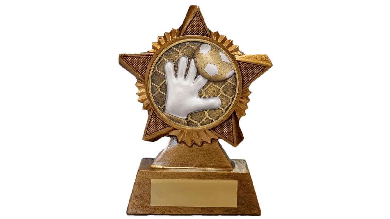 Goalkeeper Football Trophy Award Premier Star Antique Gold 120mm Goalie Safe Hands Heavy Resin Free Engraving -troshow1-trd