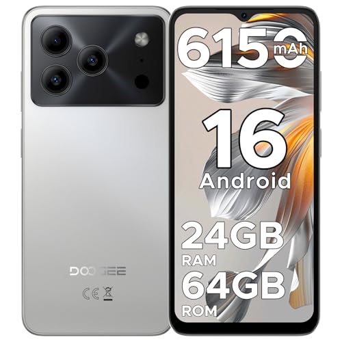 DOOGEE Note 56 Android 16 Smartphone Ohne Vertrag, 6150mAh Akku, 8,45mm Ultradünn + 6.56' HD + 90Hz Handy Günstig, Octa Core, 24 GB + 64 GB/ 2TB TF, 4G Dual SIM Simlockfreie Handys, Face ID/GPS/OTG