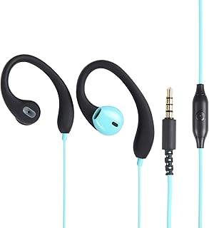 mucro R12 Sports Stereo Wired Earphones Ear Hook Earbuds with Microphone Half in Ear Type Over-Ear Buds Headphones with a 3.5mm Plug 1.2m Cable for Running Cycling and More (Blue)