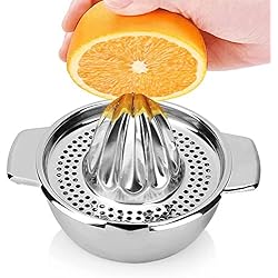 Exprimidor Metalico Manual Exprimidor Manual de Acero Inoxidable 304, Exprimidor con Recipiente para Naranjas y Limones, Exprimidor de Cítricos Manual Prensadora de frutas - Ideal para Jugo Diario