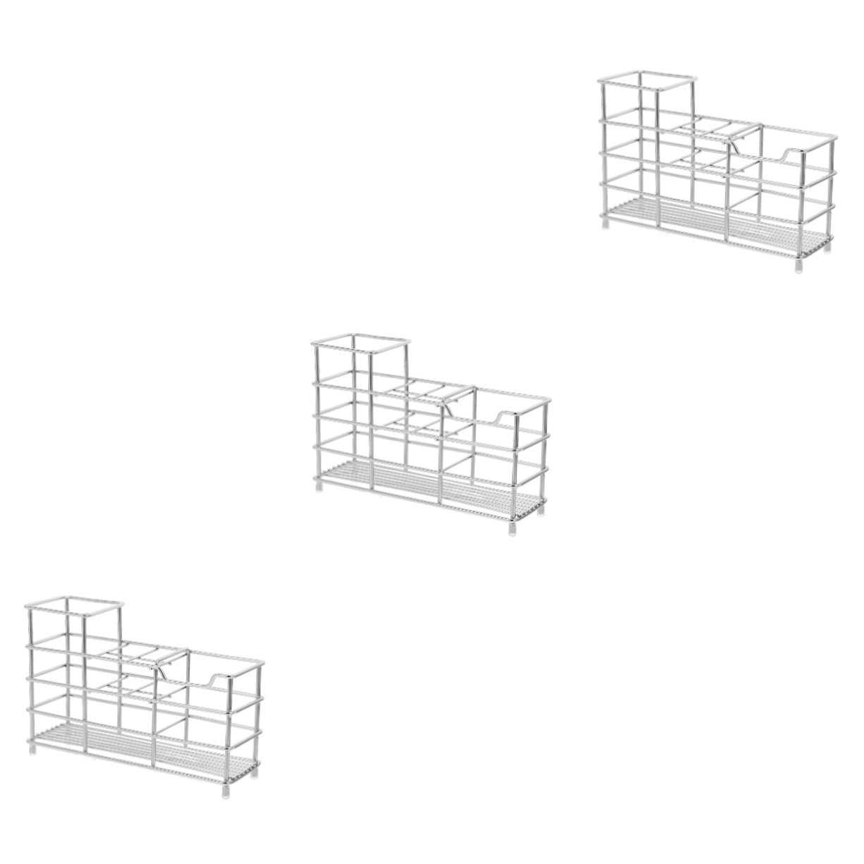 Cabilock Escurridor De Cepillos De Esterilizado 3 Unidades Soporte para Cepillos De Accesorios De Baño Estante De Acero Al Carbono.