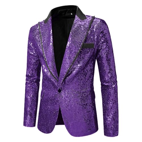 Veste à paillettes pour homme au col châle satiné et design symétrique haut de gamme