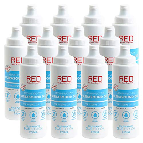 Blue Ultrasound Conductive Gel for Fetal Doppler Tens Machine - Medium Viscosity Blue Transmission Gel (12 Bottles)