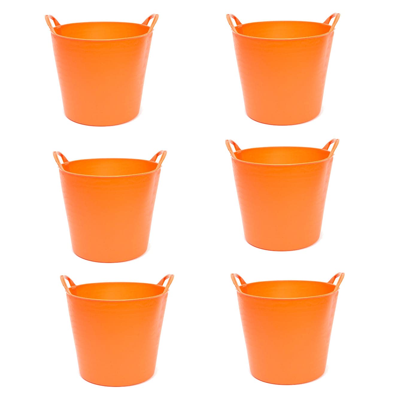 AC - Pack de 6 capazos Flexible con Asas - Capacidad de 26 litros - Fabricado en Plástico - Ideal para Trabajo de Vendimia y Agricultura - Ø 36 x 30,3 cm - 6 Unidades - Color Naranja