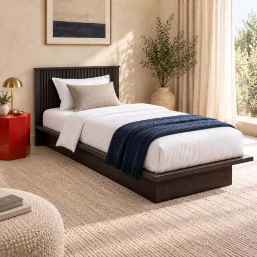 Image of Bniture Modern Low Height Single Size Bed Without Storage | Engineered Wood Platform Bed Headboard | Bed King Size Wooden Cot Double Bed for Bedroom 3 Year Warranty (Flower Wenge)